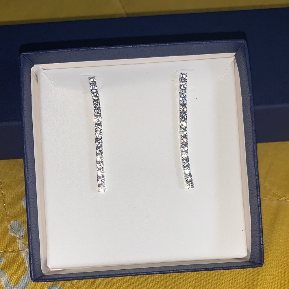 Sterling Silver Lab Created White Sapphire Dangle Earrings